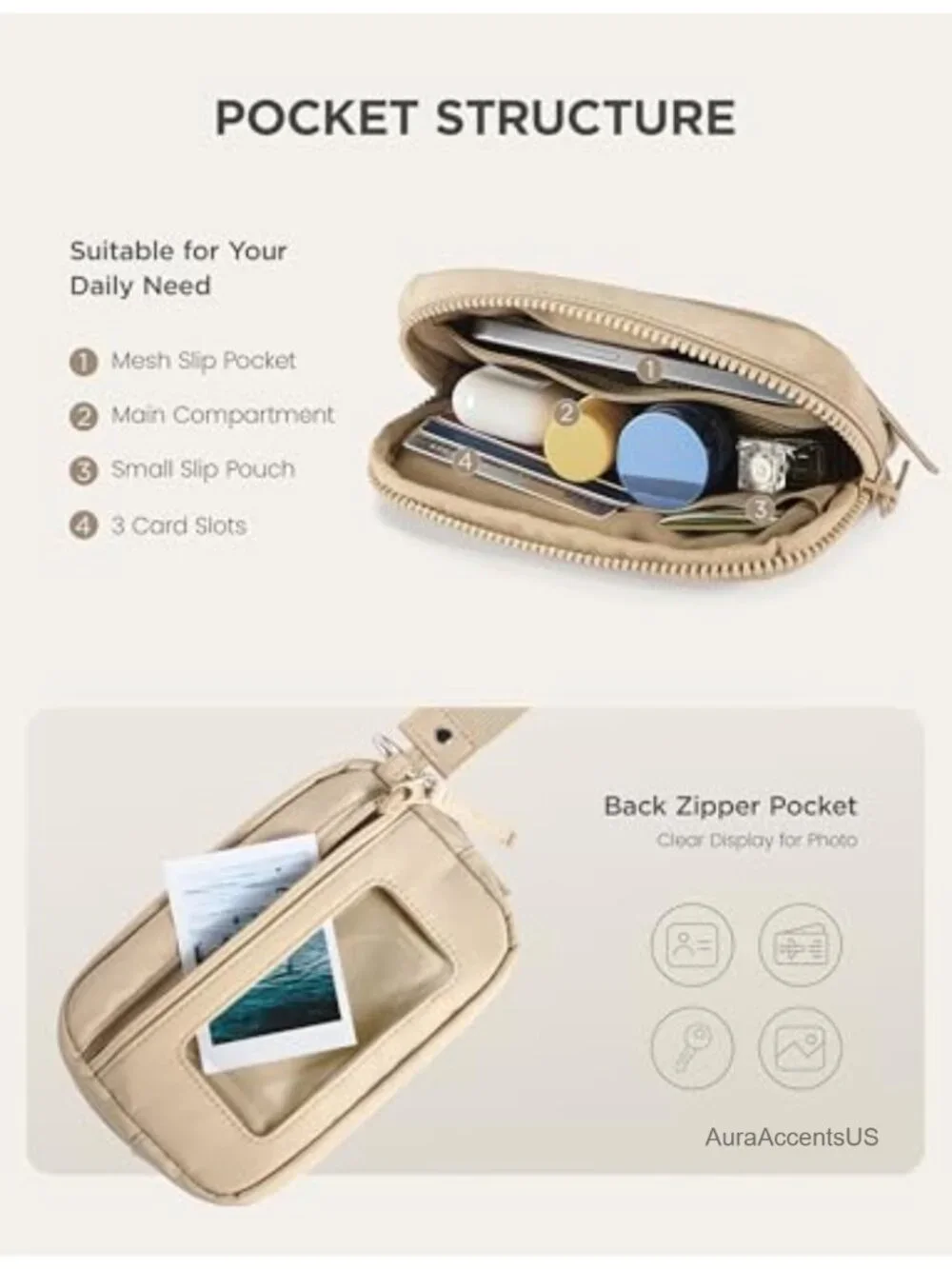 Quilted Zipper Wristlet Wallet with RFID Blocking, Small Card Holder
